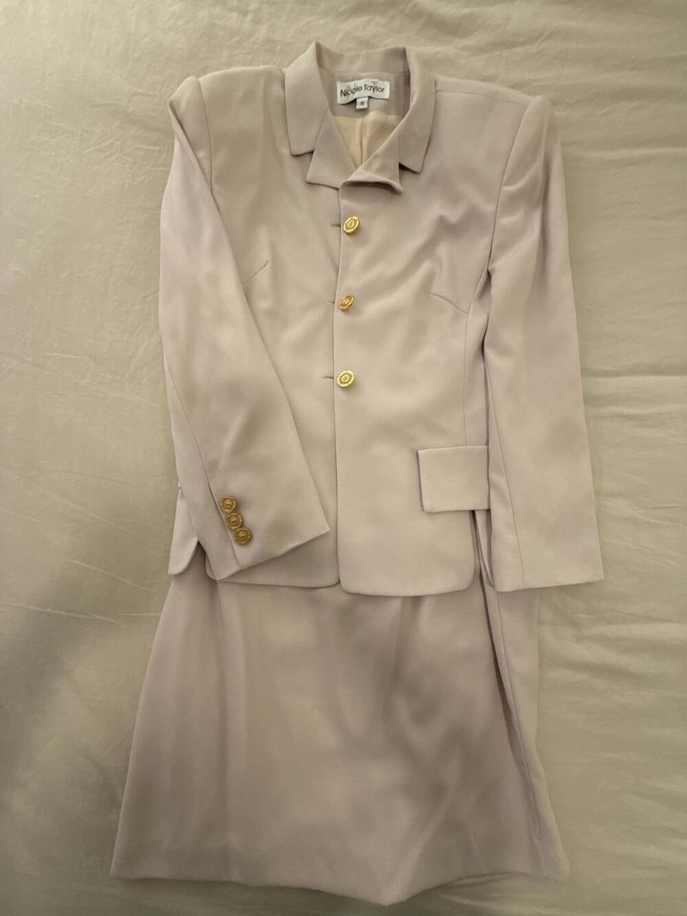Nicole Taylor Vintage Light Beige Skirt Suit Set Size 10